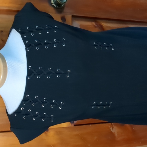 BIANCA NYGÅRD* Black career formal dress cap sleeve corseting detail zip back - Picture 6 of 13